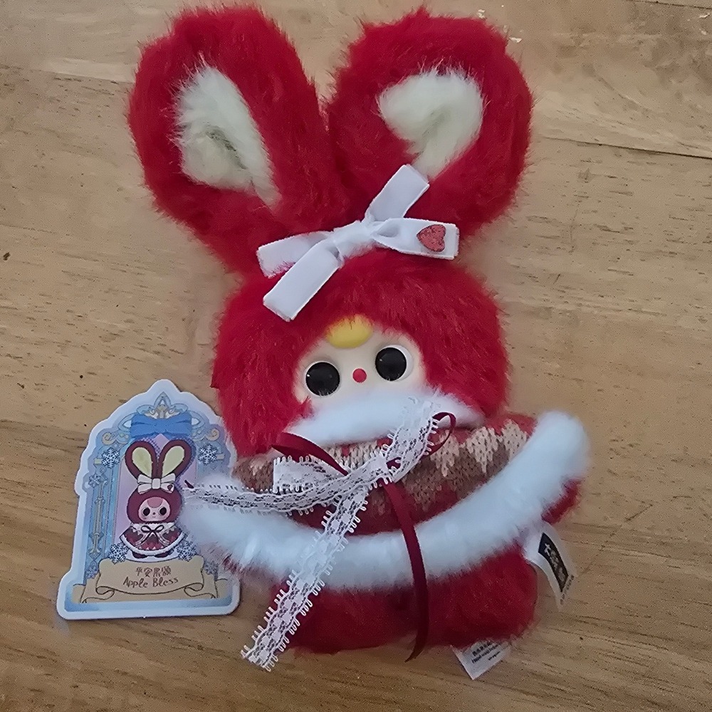 Baby Three Winter Series Apple Bless Red Bunny Plush Art Toy Figure Blind Box